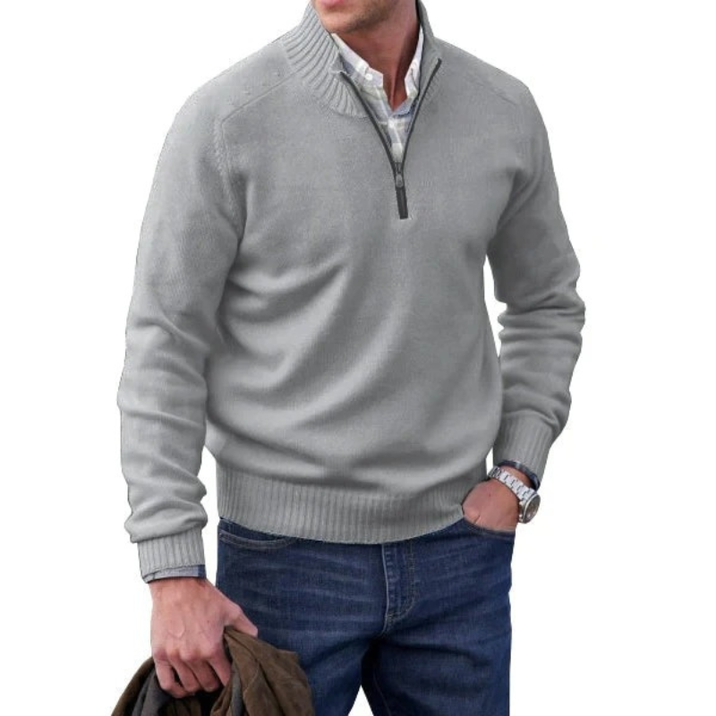 Classic knitted pullover with zip