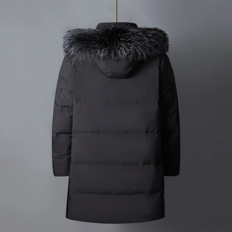 Men's parka winter jacket with fur hood and zips