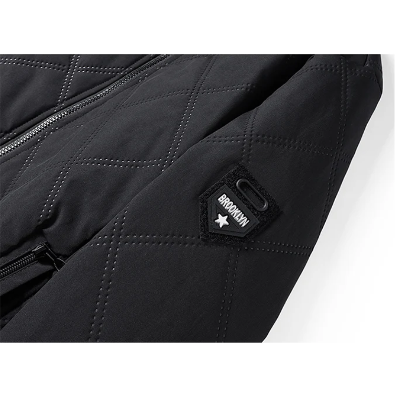 Men's puffer jacket with quilted pattern and fleece lining