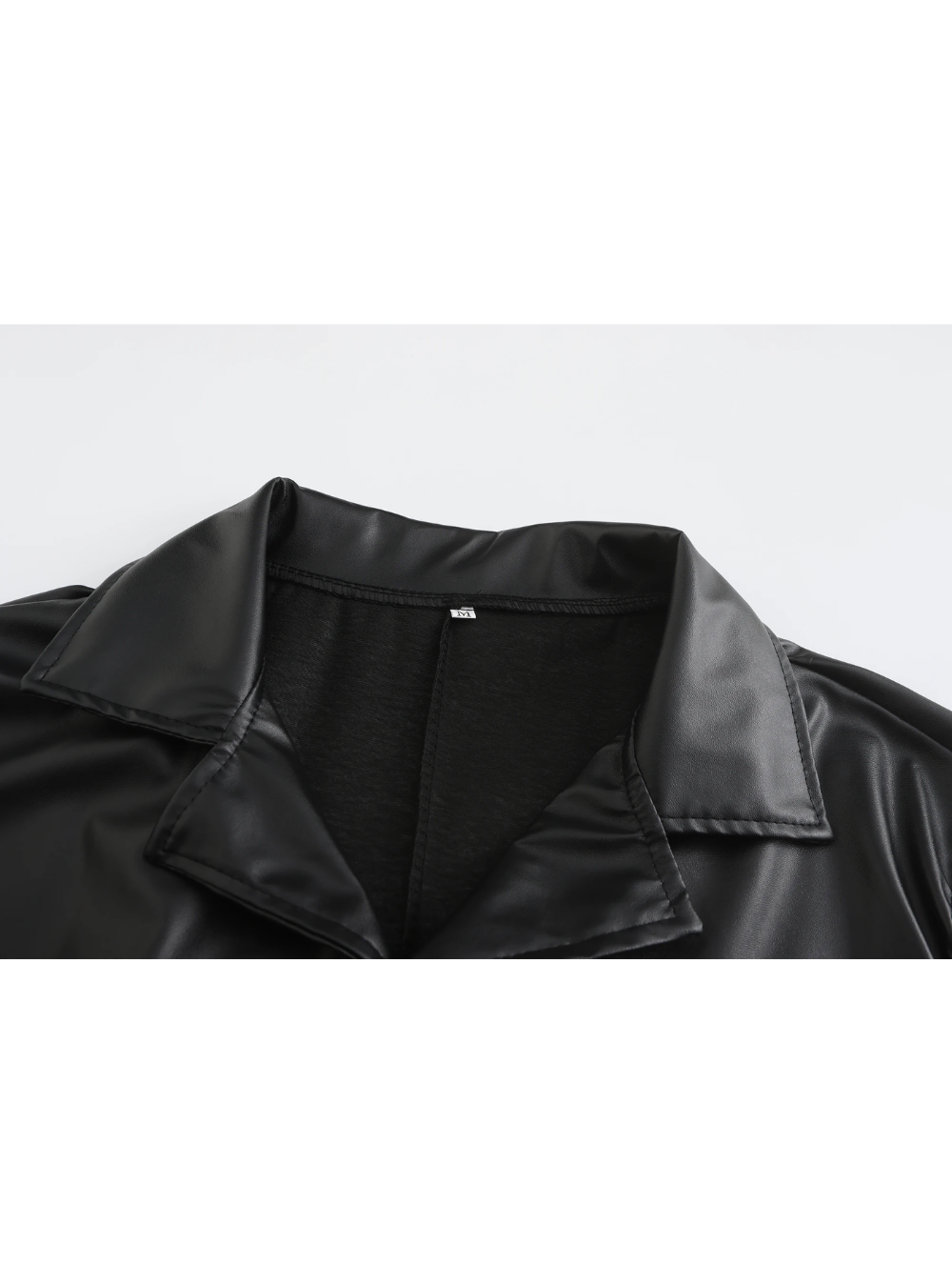 Long leather coat with classic lapels