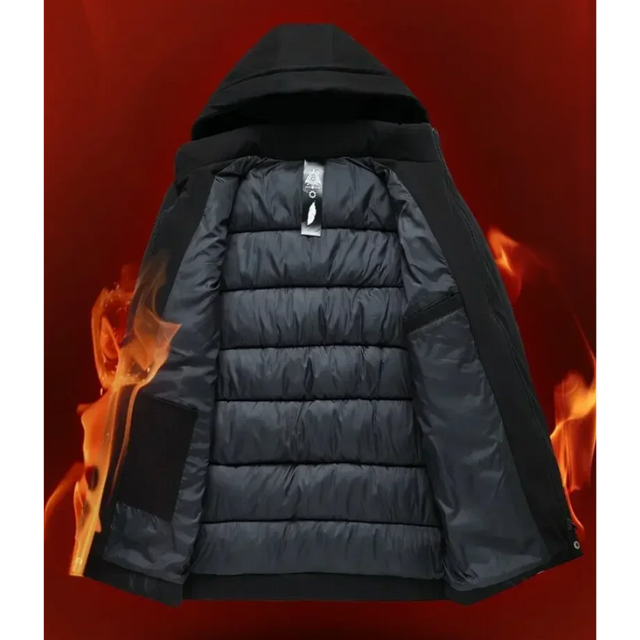 Men's parka winter jacket with hood and water-repellent material