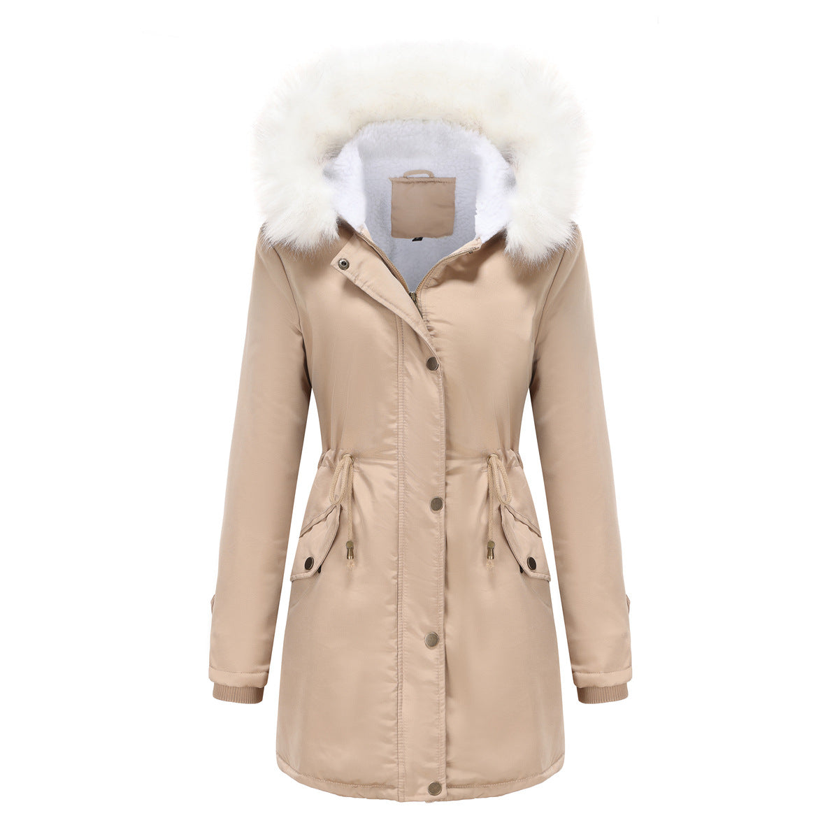 Women - Winter Parka Coat - Detachable Fur Collar - Stylish Warm Outerwear for Cold Weather