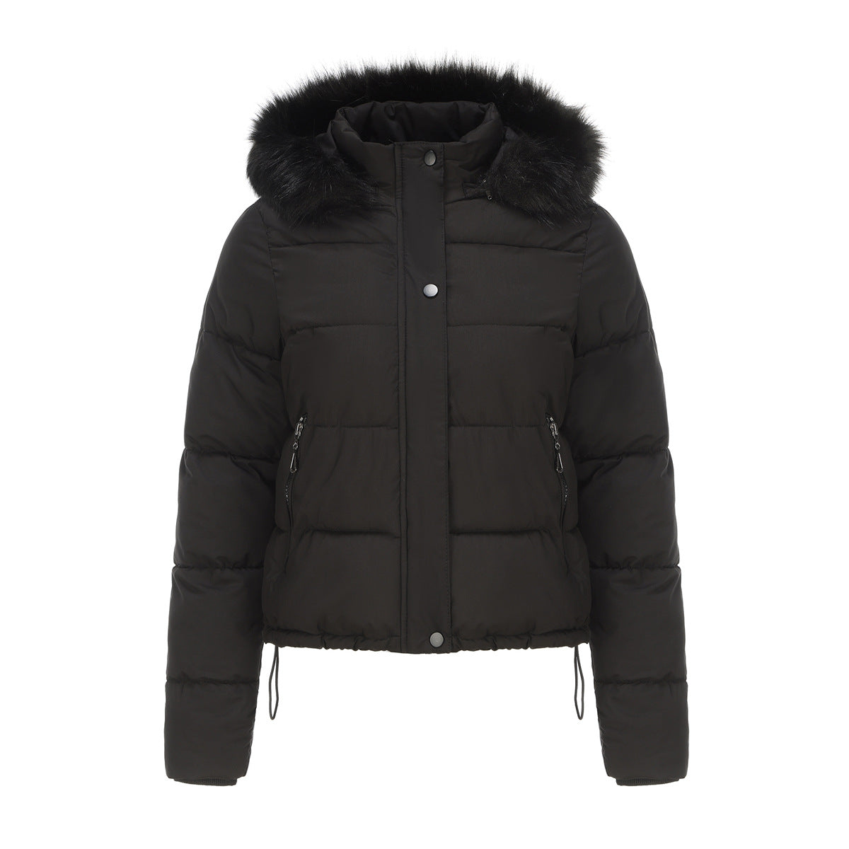 Women - Winter Jacket - Detachable Cotton Hood - Warm Stylish Outerwear for Cold Weather