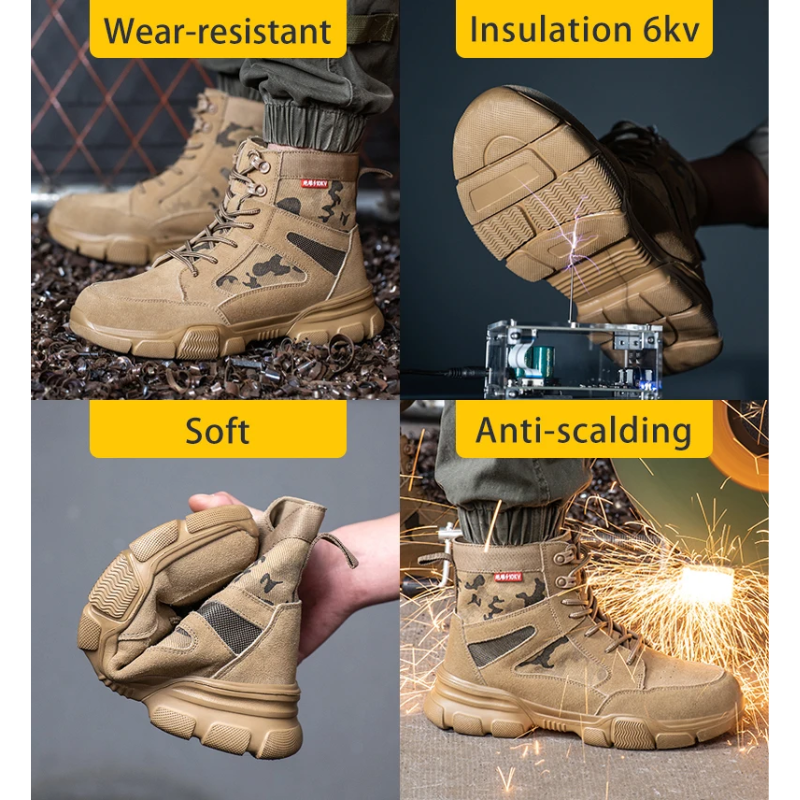 Boots with heat-resistant sole and reinforced toe protection