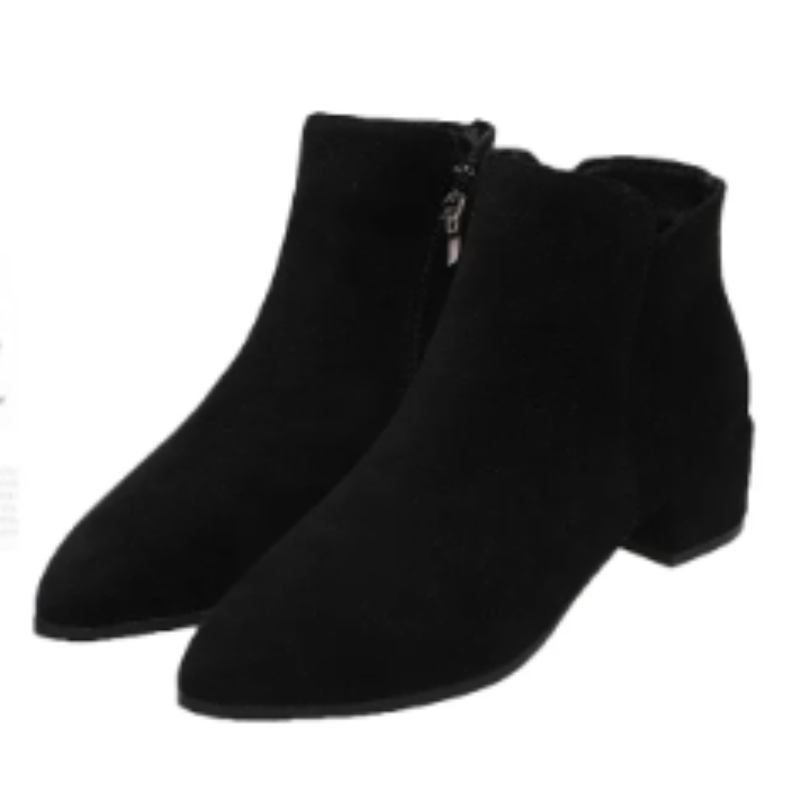 Low Heel Ankle Boots with Side Zip for Women