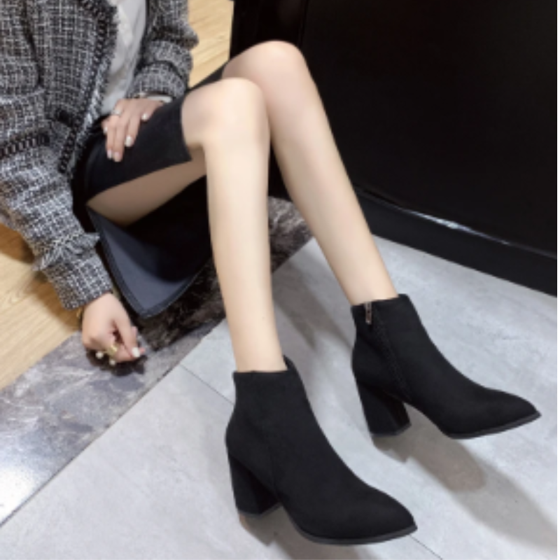 High Heel Ankle Boots with Side Zip