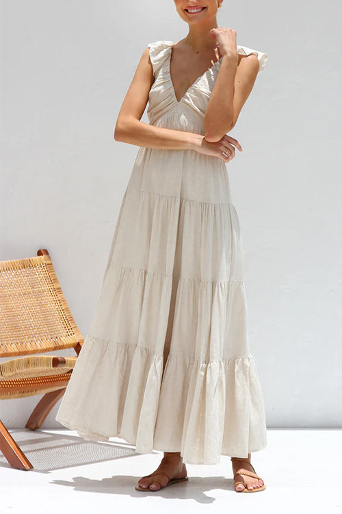 V-Neck Linen Maxi Dress