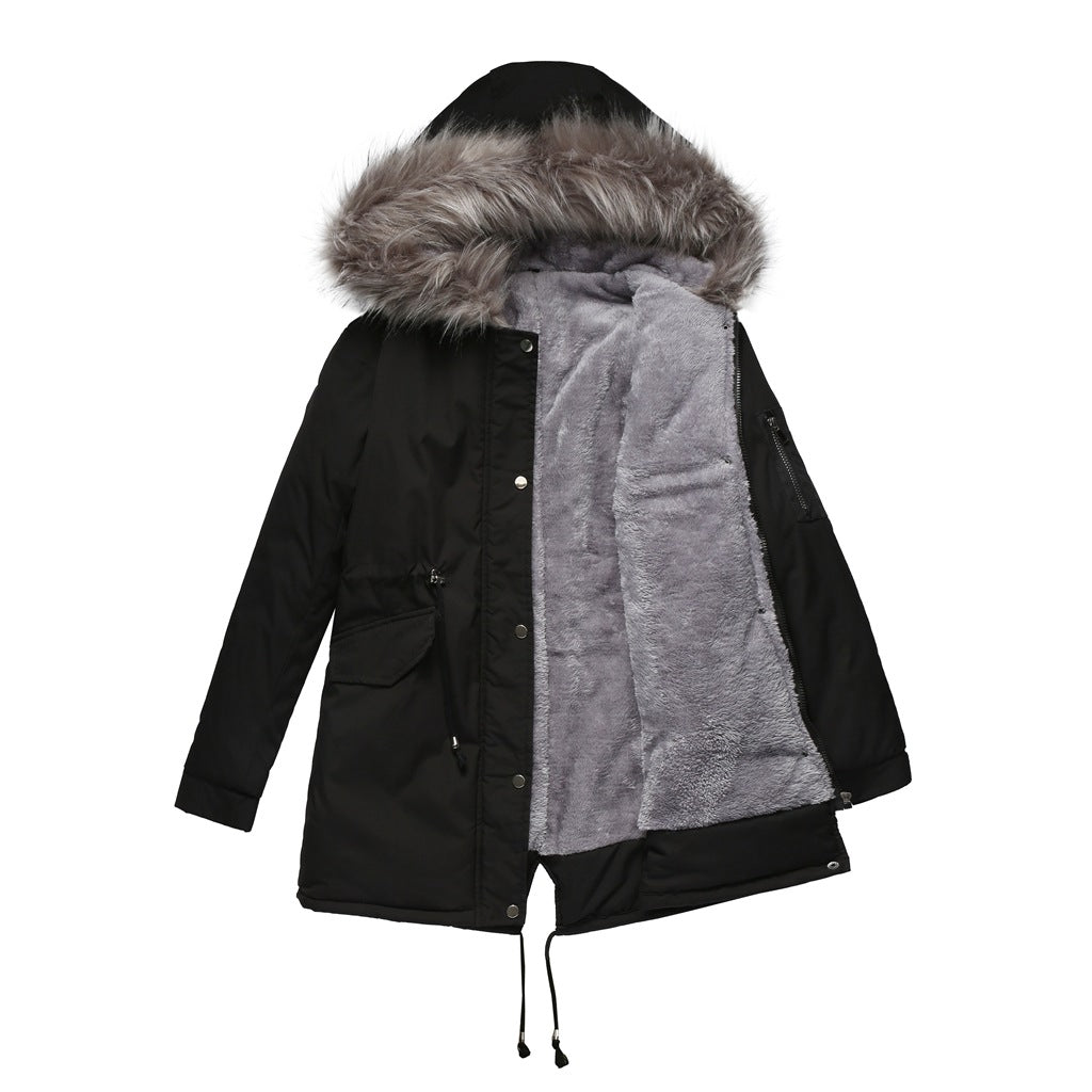 Women's parka with hood and modern design