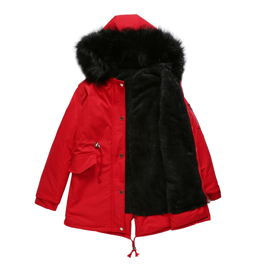 Women's parka with hood and modern design