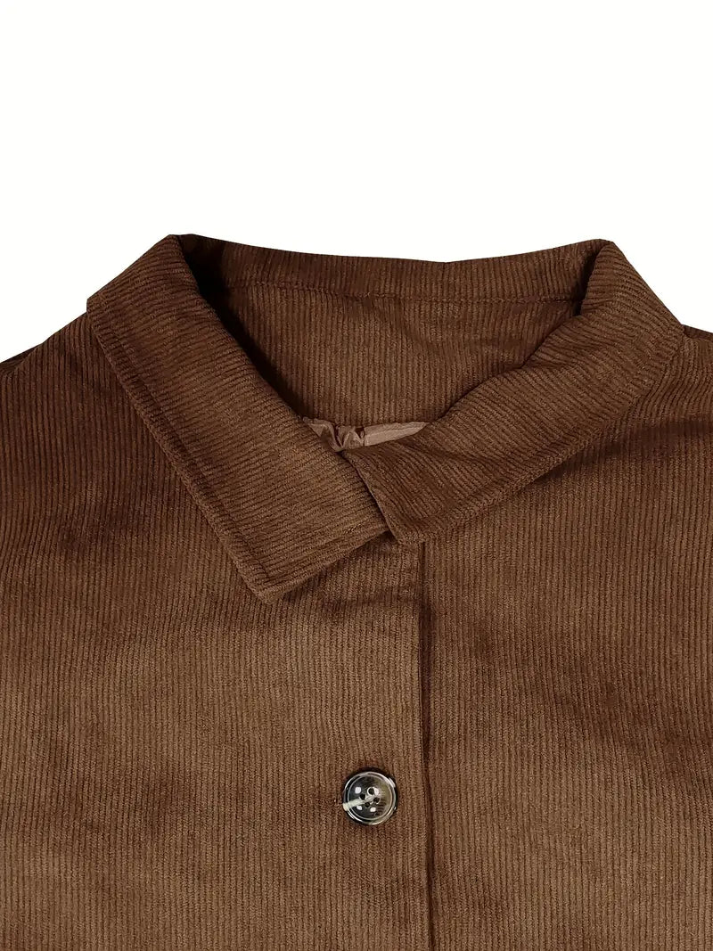 Corduroy jacket with front button fastening