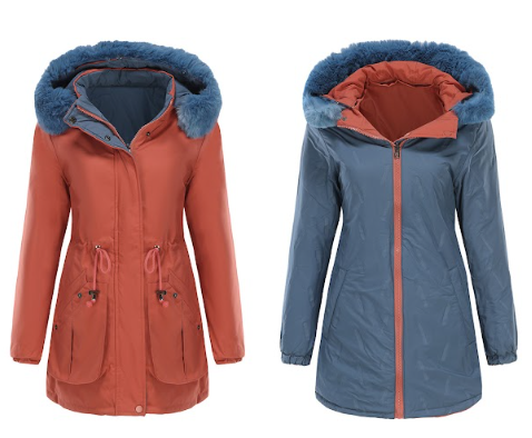 Women - Reversible Winter Parka - Fur Cotton - Stylish Warm Outerwear for Cold Weather