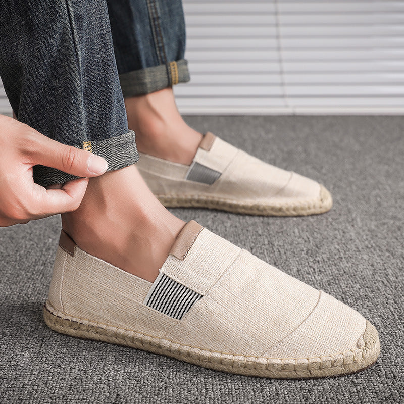 Stylish handmade canvas straw shoes