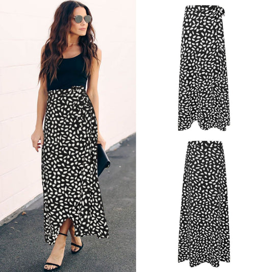 Leopard pattern longer loose skirt