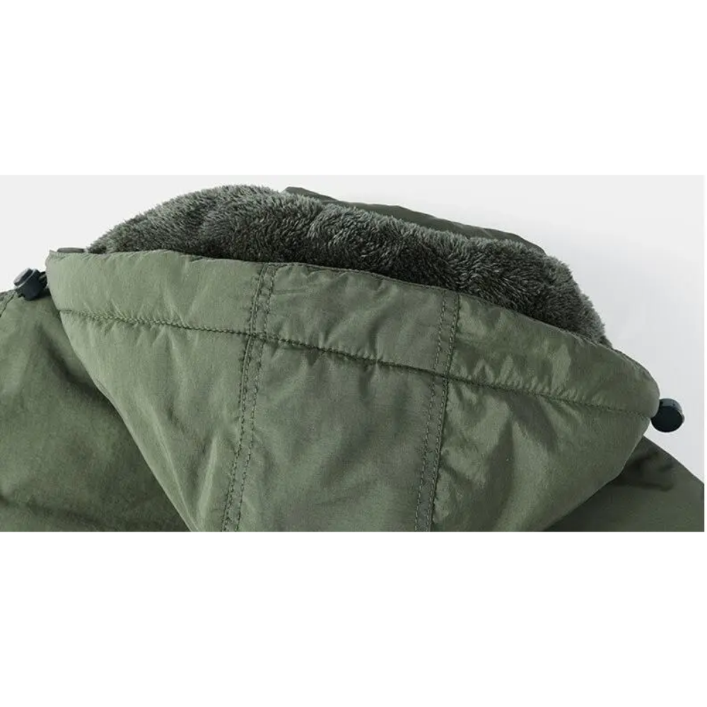 Windproof parka jacket with adjustable hood