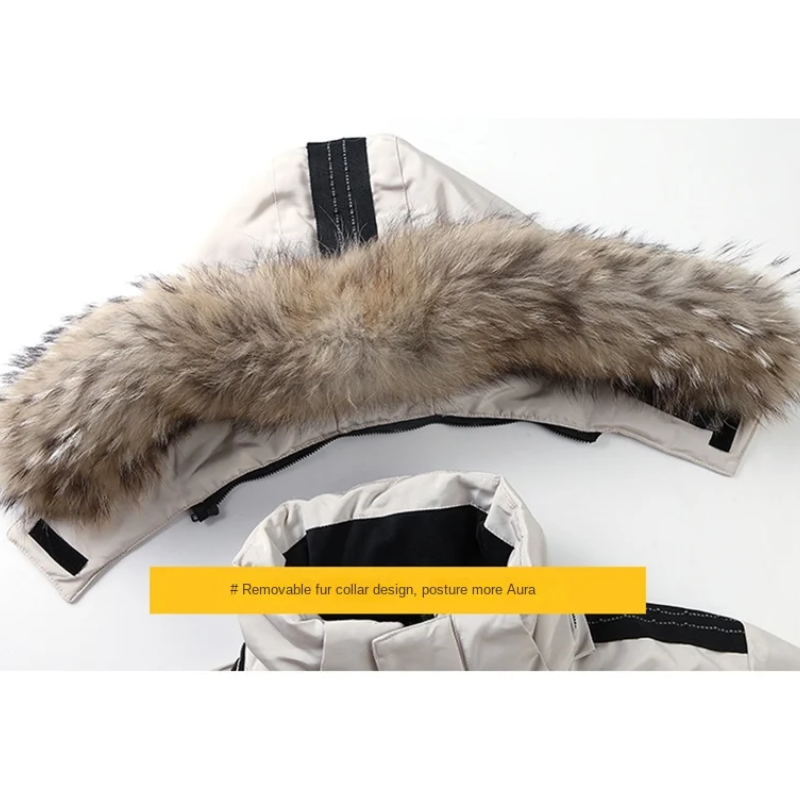 Winter Jacket With Detachable Fur Collar And Several Pockets