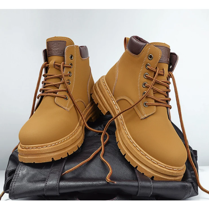 Boots with waterproof upper and sturdy rubber sole