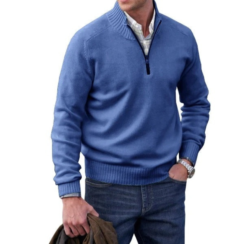 Classic knitted pullover with zip