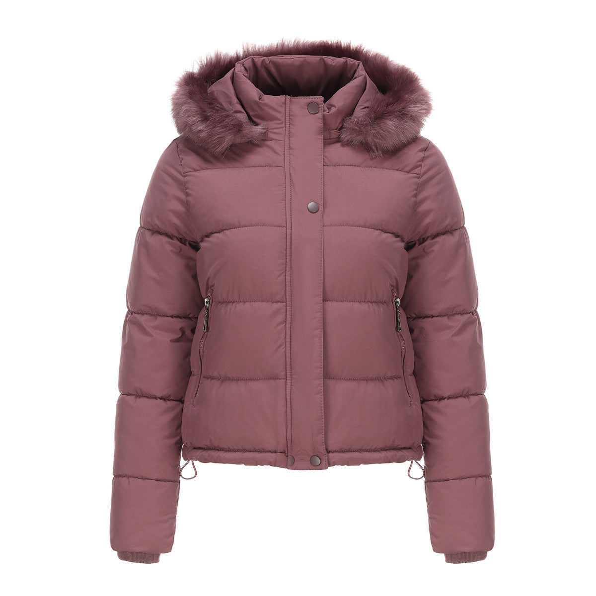 Women - Winter Jacket - Detachable Cotton Hood - Warm Stylish Outerwear for Cold Weather