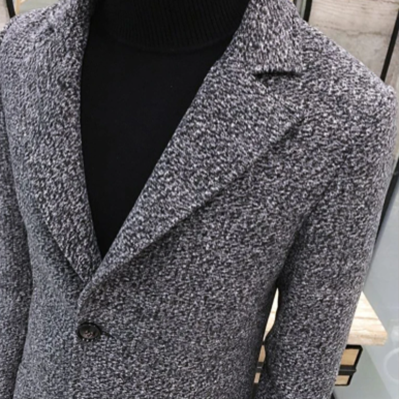 Slim-fit wool coat with lapel collar