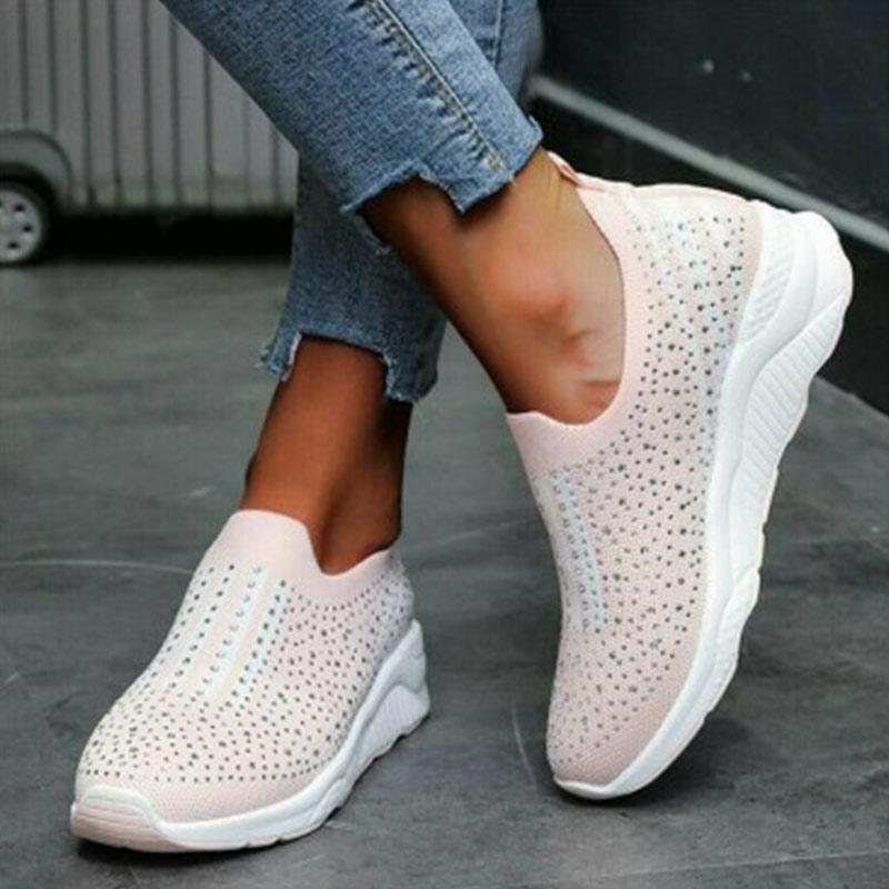 Ladies slip-on rhinestone shoes