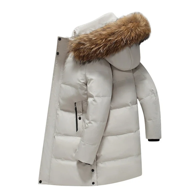 Men's parka winter jacket with fur hood and zips