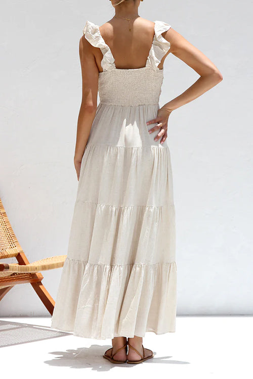 V-Neck Linen Maxi Dress