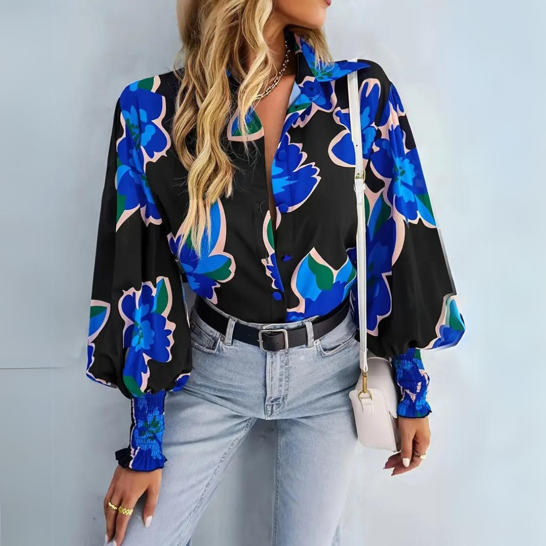 Elegant Ladies Blouse with Flowers