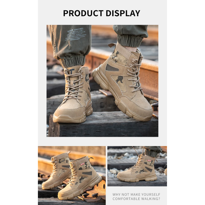 Boots with heat-resistant sole and reinforced toe protection