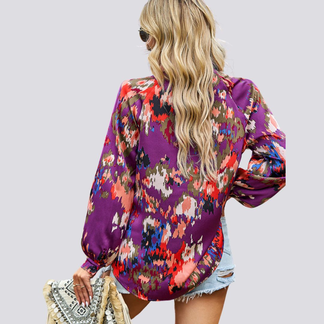 V-neck blouse with abstract print