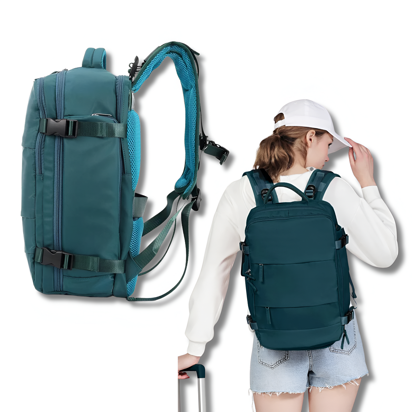 Travel backpack with plenty of storage space and USB charging port