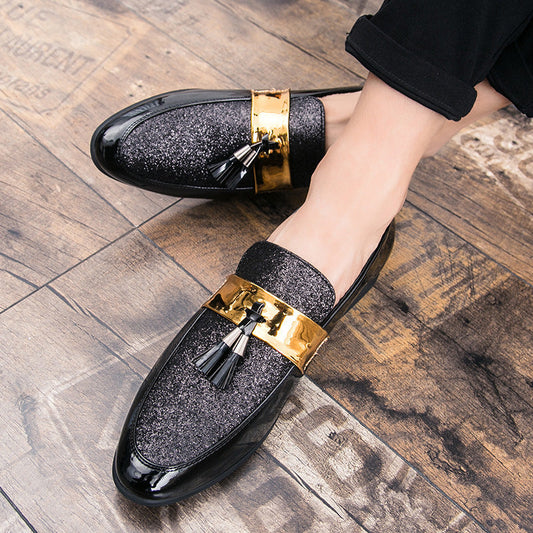 Comfortable slip-on shoes England tapered sequins