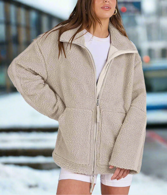 Women - Oversized Teddy Jacket - Cozy & Warm - Modern Style for Fall & Winter