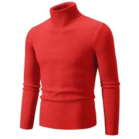 Stylish turtleneck jumper with cable knit pattern