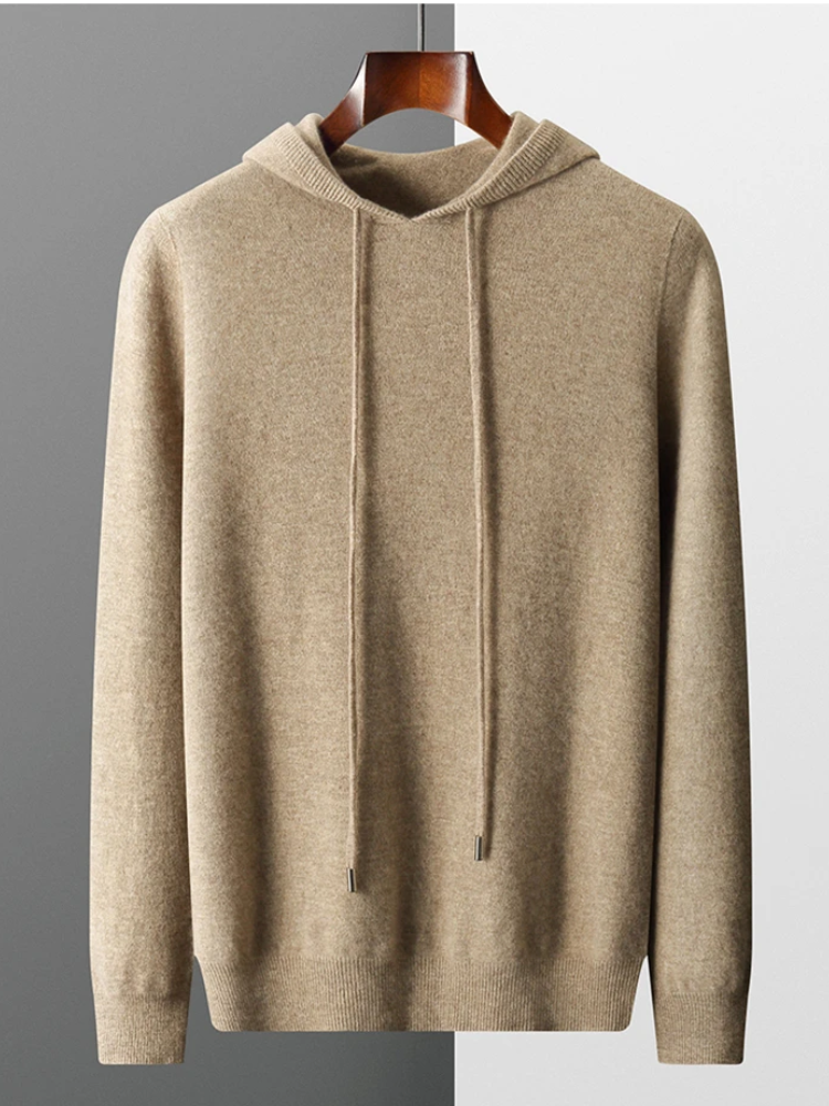 Men's hooded jumper with kangaroo pocket, soft knitted jumper