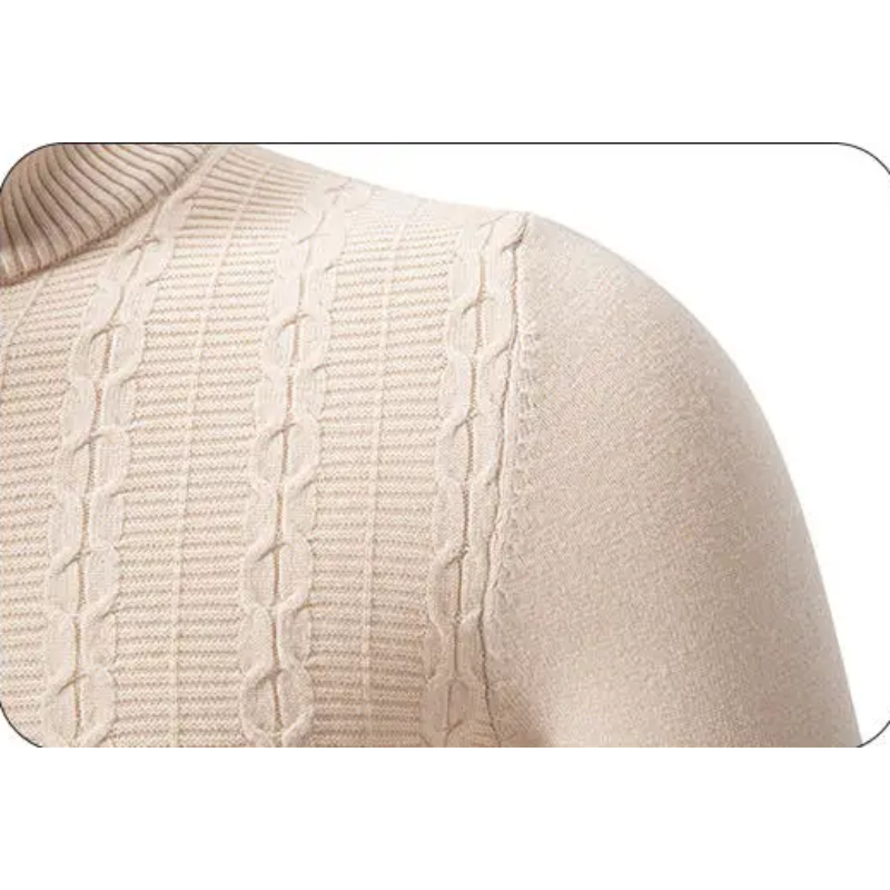 Knitted pullover with zip and cable pattern