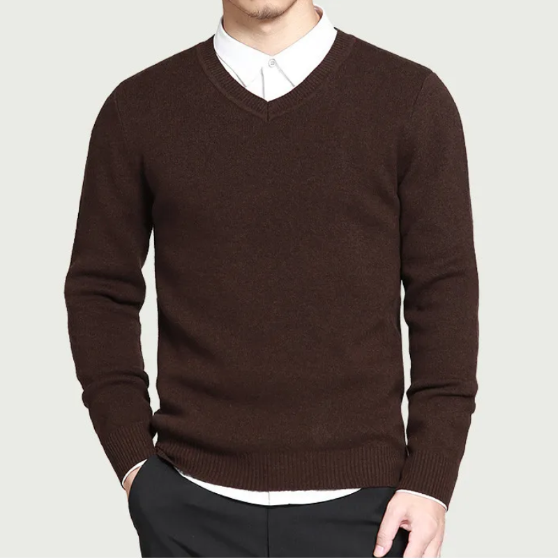 Elegant men's jumper with V-neck for style-conscious men