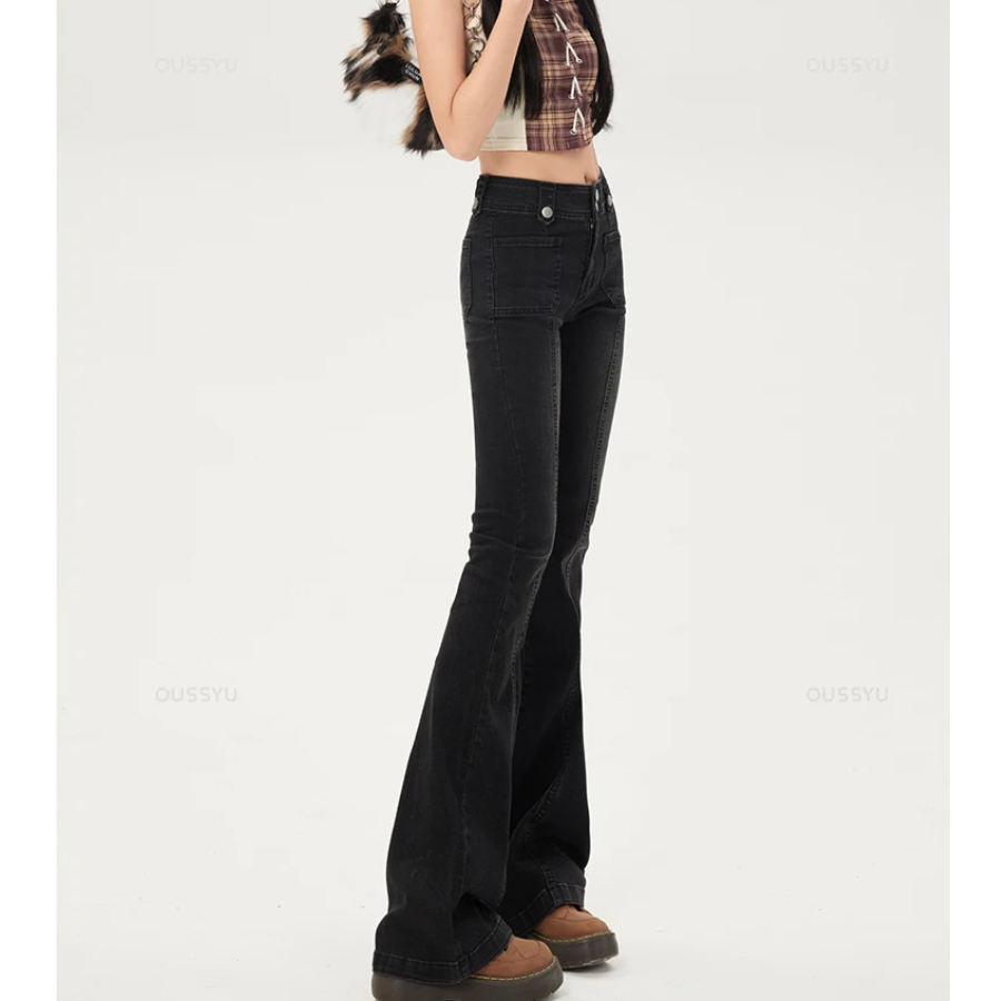 Casual Women's Flared Trousers with Slim Fit Design