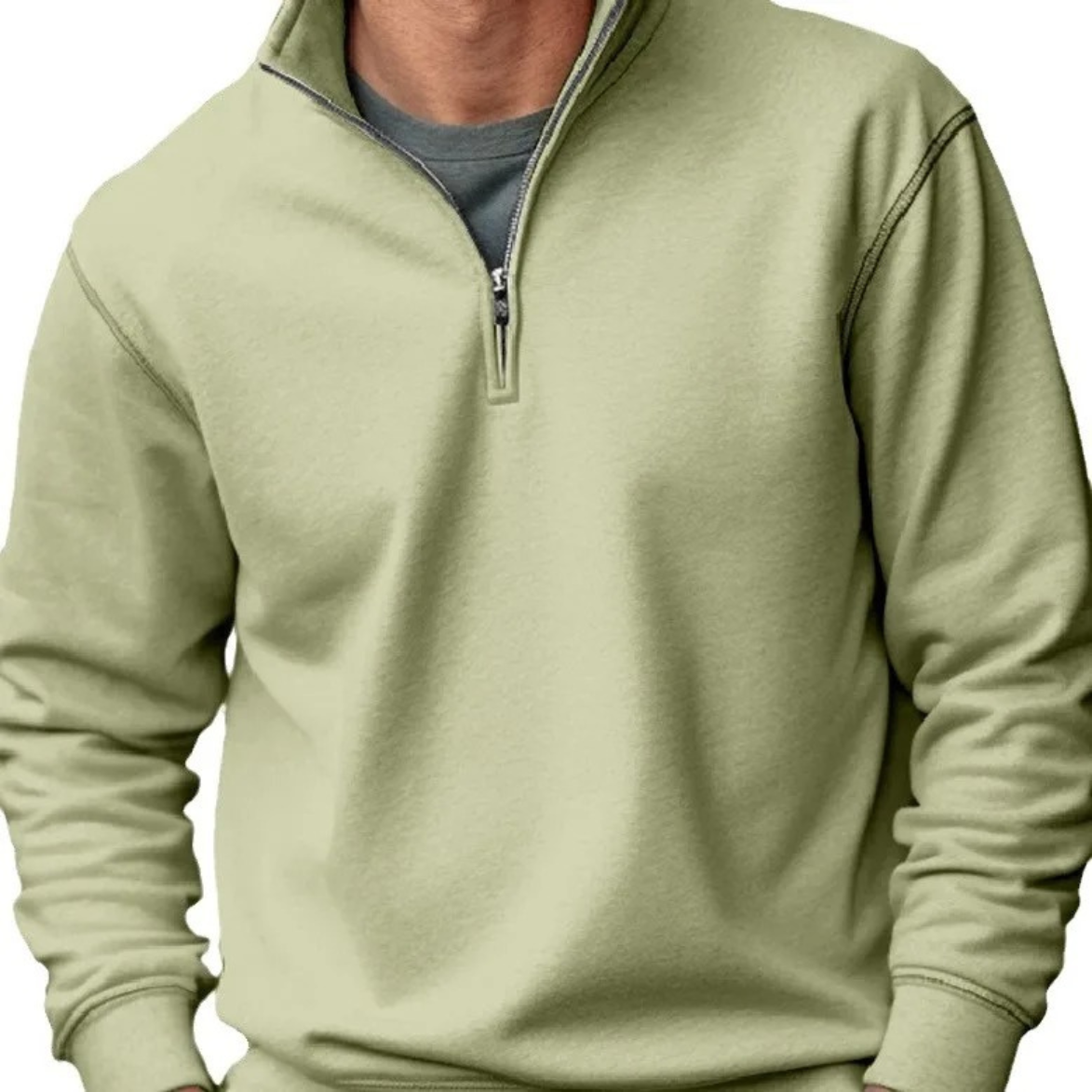 Comfortable sweatshirt with zip and stand-up collar