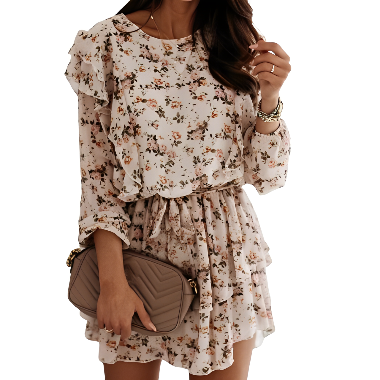 Long-sleeved floral dress