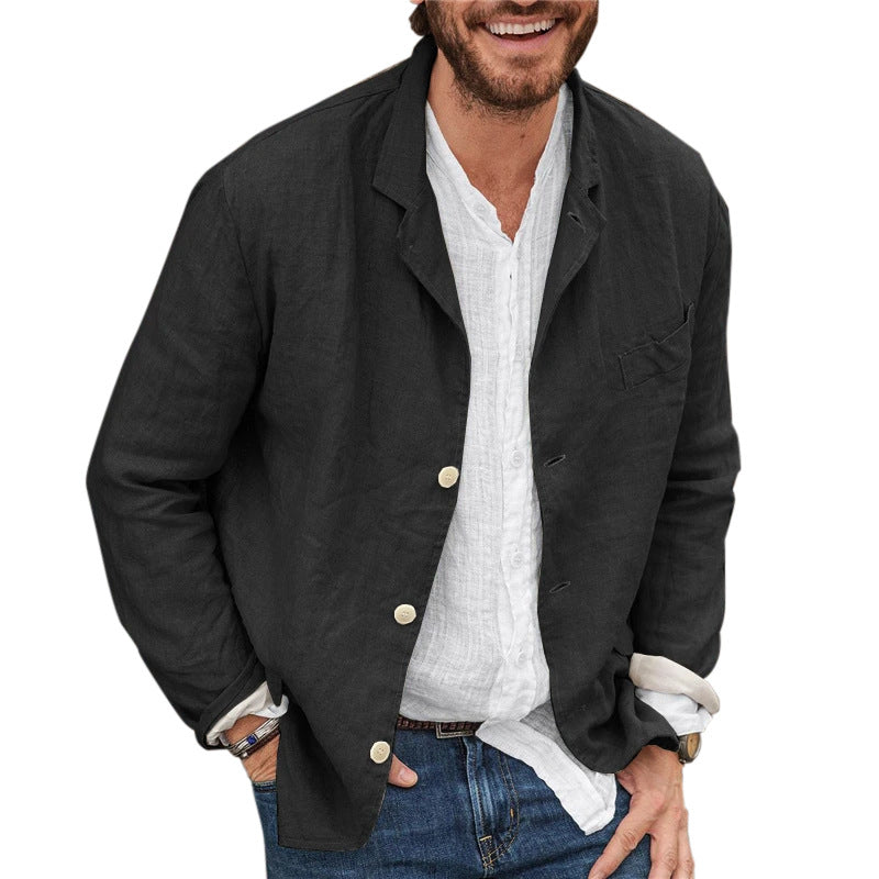 Loose jacket in cotton and linen