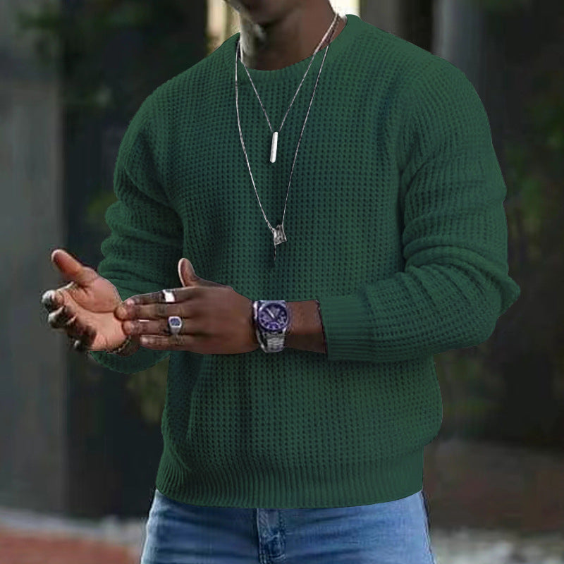 Men's versatile long-sleeved knit with round neckline