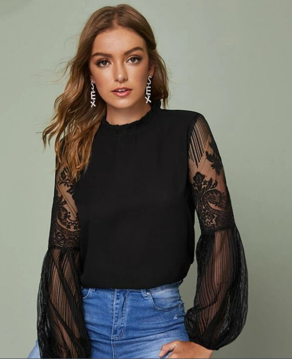 Lace Sheer Elegant Women's Blouse