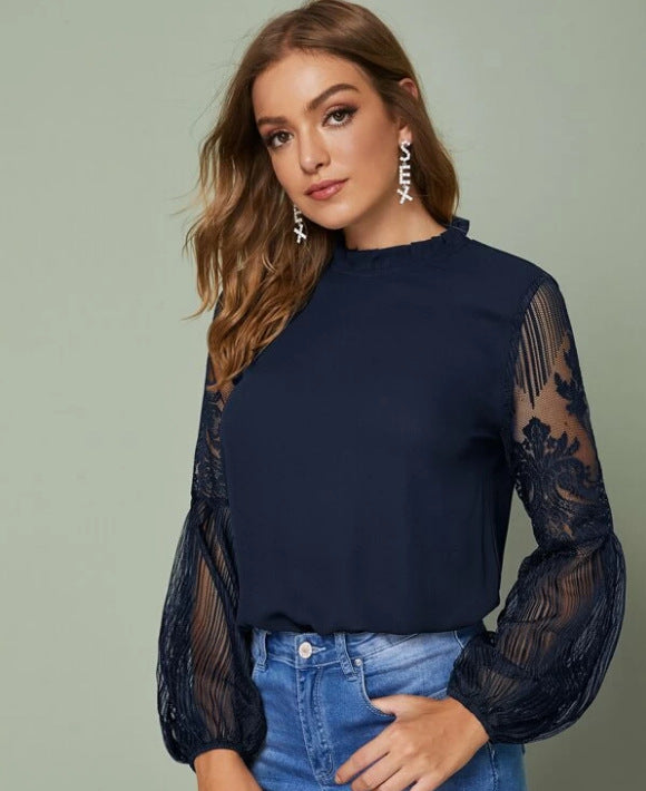 Lace Sheer Elegant Women's Blouse