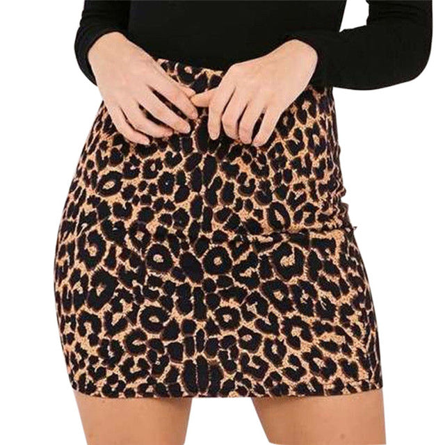 Modern Leopard Printed Skirt High Waist Pencil