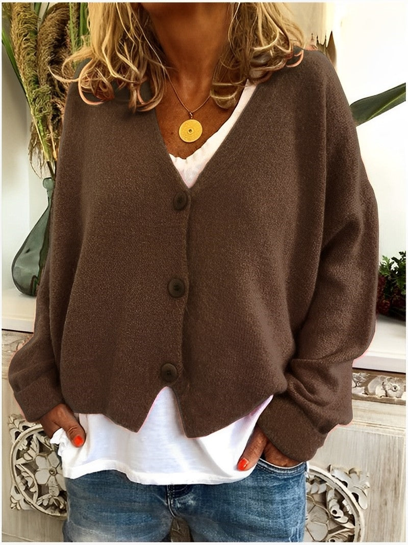 Women - Cardigan - Cozy Plain Knit - Stylish Knitwear for All Occasions