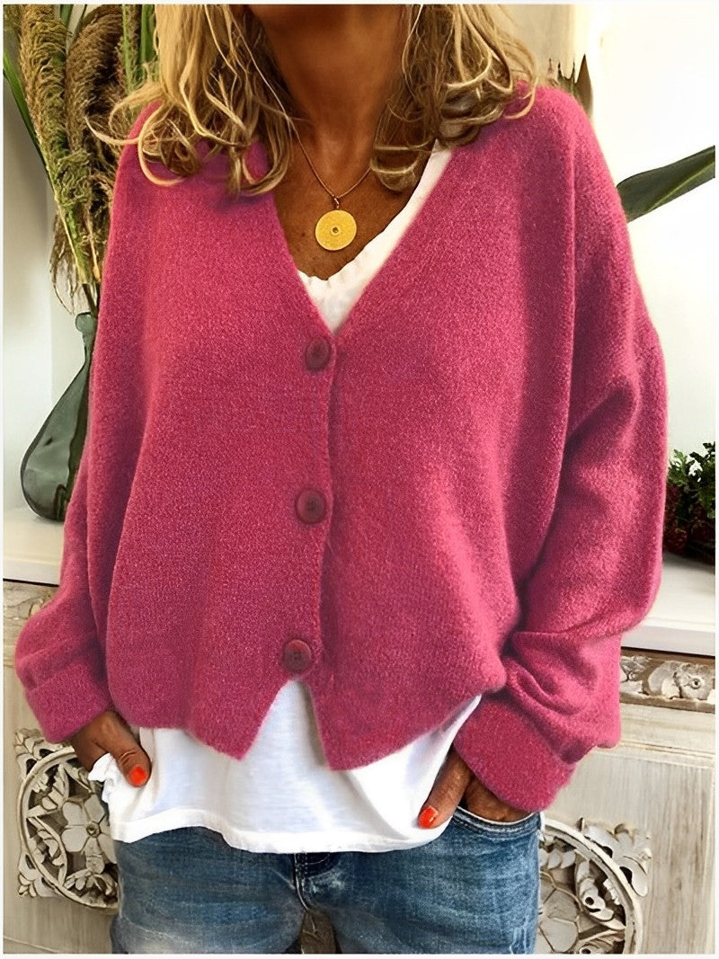 Women - Cardigan - Cozy Plain Knit - Stylish Knitwear for All Occasions