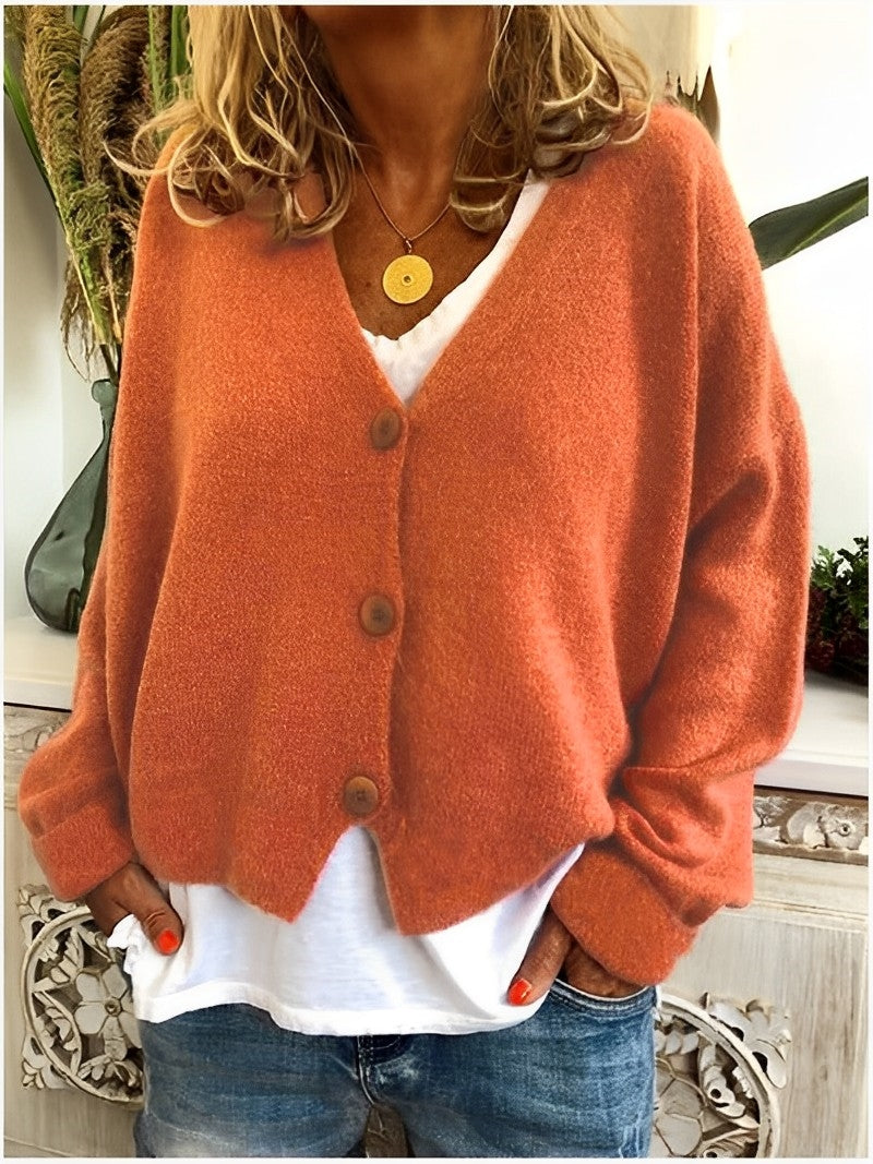 Women - Cardigan - Cozy Plain Knit - Stylish Knitwear for All Occasions