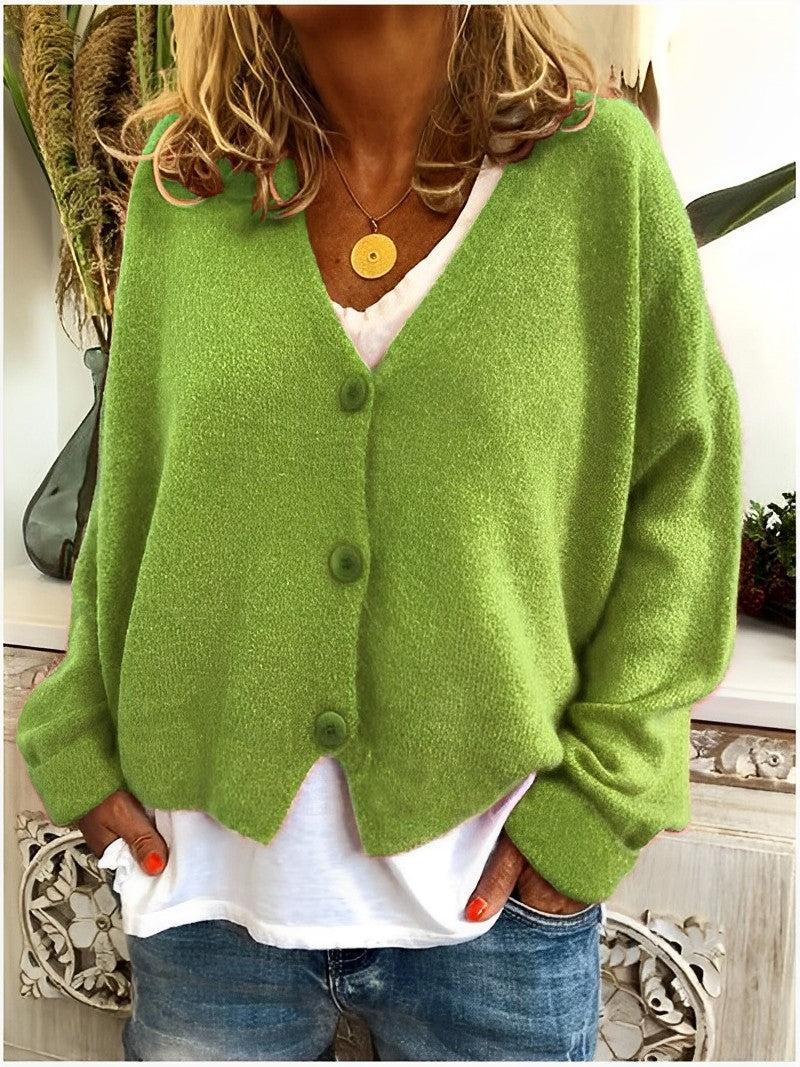 Women - Cardigan - Cozy Plain Knit - Stylish Knitwear for All Occasions