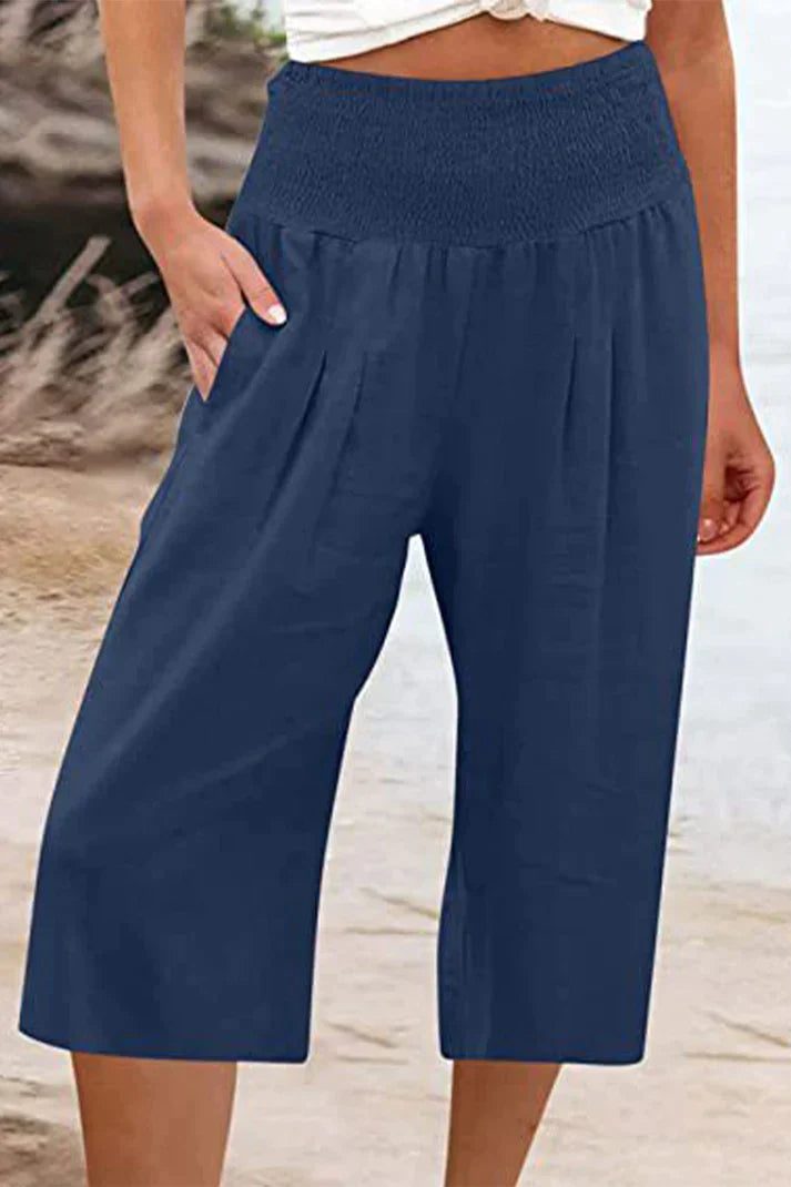 Women - Wide Leg Trousers - High Waist & Comfortable - Stylish Medium Length Fit