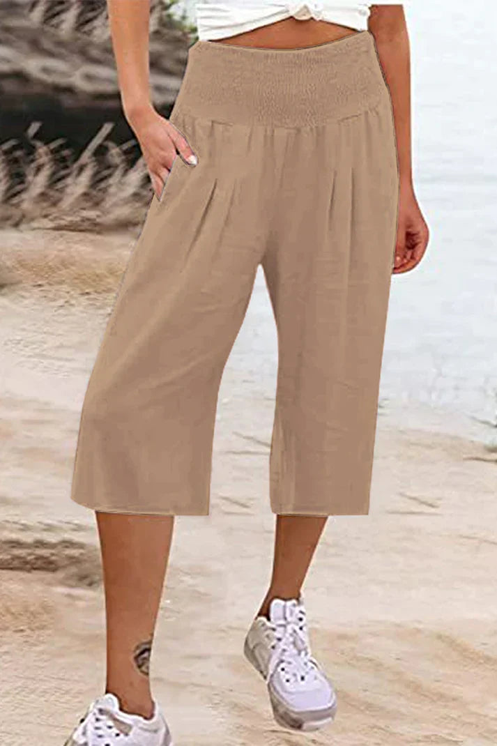 Women - Wide Leg Trousers - High Waist & Comfortable - Stylish Medium Length Fit